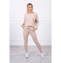 Női szett túlméretes blúzzal MI9091 bézs