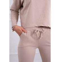 Női szett túlméretes blúzzal MI9091 bézs