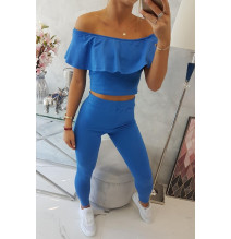 Női szett MI8885 egy fodorral ciánkék