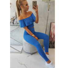 Női szett MI8885 egy fodorral ciánkék