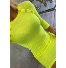 Női ruha díszített gombokkal MI5918 neon sárga