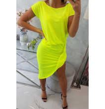 Női aszimmetrikus ruha MI61524 sárga neon