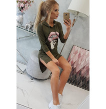 Ruha meghosszabbított hátsó és színes nyomtatott elülső MI64632 khaki