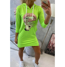 Ruha meghosszabbított hátsó és színes nyomtatott elülső MI64632 neonzöld