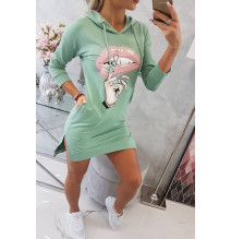 Ruha meghosszabbított hátsó és színes nyomtatott elülső MI64632 sötét menta