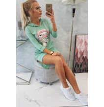 Ruha meghosszabbított hátsó és színes nyomtatott elülső MI64632 sötét menta