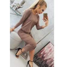 Női aszimmetrikus ruha MI8923 cappuccino