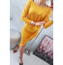 Női aszimmetrikus ruha MI8923 okker