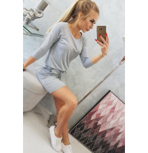 Női ruha MI9013 derékhoz kötve szürke