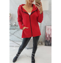 Hőszigetelt pulóver, hosszabb háttal MI68652 piros