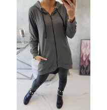 Női cipzáras pulóver, hátsó részben MI8997 grafit