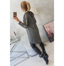 Női cipzáras pulóver, hátsó részben MI8997 grafit