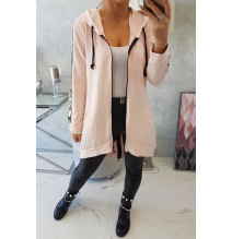 Női cipzáras pulóver, hátsó részben MI8997 rózsaszín