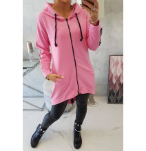 Női cipzáras pulóver, hátsó részben MI8997 világos rózsaszín