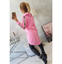 Női cipzáras pulóver, hátsó részben MI8997 világos rózsaszín