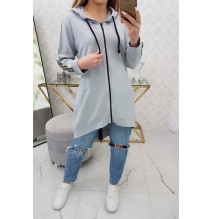 Női cipzáras pulóver, hátsó részben MI8997 szürke