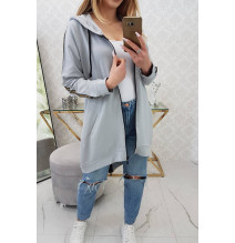 Női cipzáras pulóver, hátsó részben MI8997 szürke