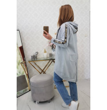 Női cipzáras pulóver, hátsó részben MI8997 szürke