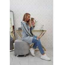 Női cipzáras pulóver, hátsó részben MI8997 szürke