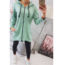 Női cipzáras pulóver, hátsó részben MI8997 sötét menta 