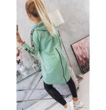 Női cipzáras pulóver, hátsó részben MI8997 sötét menta 