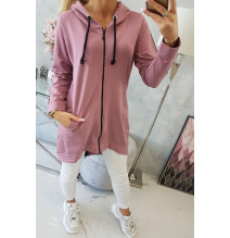 Női cipzáras pulóver, hátsó részben MI8997 rózsaszín