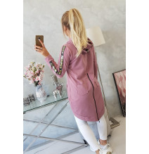 Női cipzáras pulóver, hátsó részben MI8997 rózsaszín