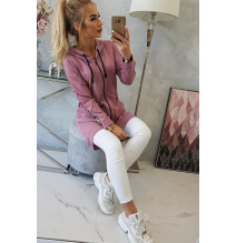 Női cipzáras pulóver, hátsó részben MI8997 rózsaszín