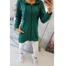 Női cipzáras pulóver, hátsó részben MI8997 zöld