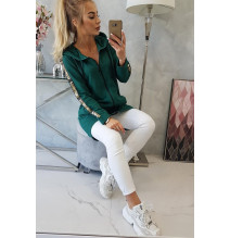 Női cipzáras pulóver, hátsó részben MI8997 zöld