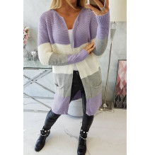 Női pulóver, széles csíkokkal MI2019-12 lila