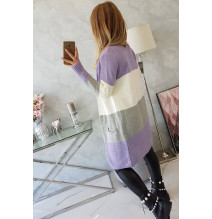 Női pulóver, széles csíkokkal MI2019-12 lila