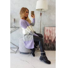 Női pulóver, széles csíkokkal MI2019-12 lila