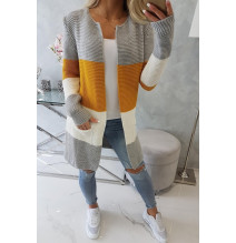 Női pulóver, széles csíkokkal MI2019-12 okker+krém