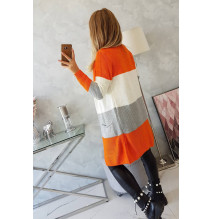 Női pulóver, széles csíkokkal MI2019-12 narancs