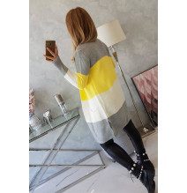 Női pulóver, széles csíkokkal MI2019-12 sárga