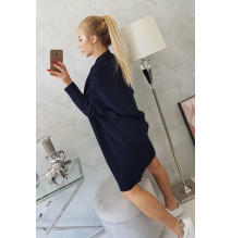 Női pulóver denevér típusú ujjakkal MI2019-13 sötétkék