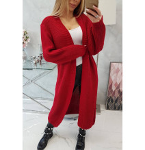 Női kardigán hosszú kardigán MI2019-2 piros