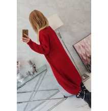 Női kardigán hosszú kardigán MI2019-2 piros