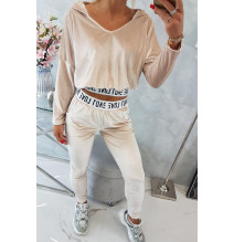 Velúr szett kapucnival MI9104 bézs