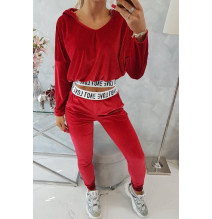 Velúr szett kapucnival MI9104 piros