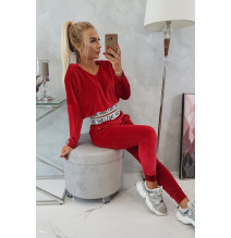 Velúr szett kapucnival MI9104 piros