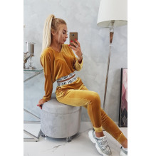 Velúr szett kapucnival MI9104 okker