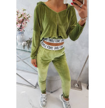 Velúr szett kapucnival MI9104 zöld