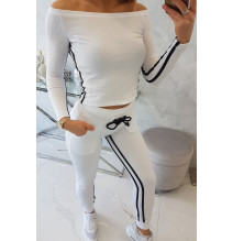 Női szett MI8958 dupla csíkkal fehér