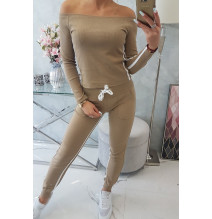 Női szett MI8958 dupla csíkkal camel