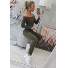 Női szett MI8958 dupla csíkkal khaki