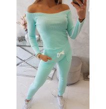 Női szett MI8958 dupla csíkkal menta