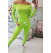 Női szett MI8958 dupla csíkkal zöld neon