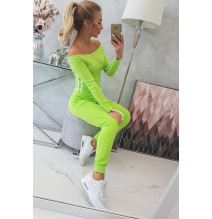 Női szett MI8958 dupla csíkkal zöld neon